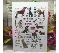 Stencils for Crafts Reusable,A4 29cm Cute Dogs Words Paw Stencils for Painting,Drawing Templates for Painting on Wood, Wall, Furniture
