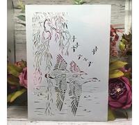 Stencils for Crafts Reusable,A4 29cm Moon Road Tree Night Stencils for Painting,Drawing Templates for Painting on Wood, Wall, Furniture Style C