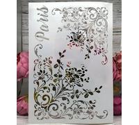 Stencils for Crafts Reusable,A4 Paris Flower Edge Stencils for Painting,Drawing Templates for Painting on Wood, Wall, Furniture Style A