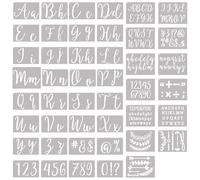 Stencils for Painting, 45 Pack, 4 Inch and 2 Inch Letter Stencils and Numbers, Symbols and Signs, Alphabet Stencils. Reusable Calligraphy Letter Stencils for Arts Crafts Painting Wood