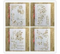 Stencils for Painting,4Pcs A4 29x21cm Animal Plant Flowers Balloon Stencil for Painting on Wood,Wall,Canvas,Fabric,Rock,Sign,DIY Craft Art Projects Style 7