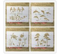 Stencils for Painting,4Pcs A4 29x21cm Animal Plant Flowers Balloon Stencil for Painting on Wood,Wall,Canvas,Fabric,Rock,Sign,DIY Craft Art Projects Style 8