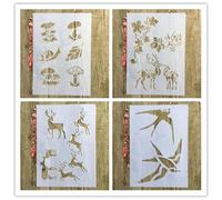 Stencils for Painting,4Pcs A4 29x21cm Animal Plant Flowers Balloon Stencil for Painting on Wood,Wall,Canvas,Fabric,Rock,Sign,DIY Craft Art Projects Style 6