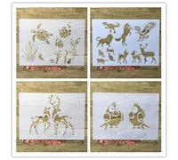 Stencils for Painting,4Pcs A4 29x21cm Animal Plant Flowers Balloon Stencil for Painting on Wood,Wall,Canvas,Fabric,Rock,Sign,DIY Craft Art Projects Style 3