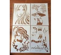 Stencils for Painting,4Pcs A4 29x21cm Beauty Flowers Stencil for Painting on Wood,Wall,Canvas,Fabric,Rock,Sign,DIY Craft Art Projects