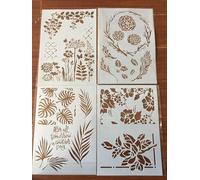 Stencils for Painting,4Pcs A4 29x21cm Flowers Leaves Seaweed Plant Stencil for Painting on Wood,Wall,Canvas,Fabric,Rock,Sign,DIY Craft Art Projects