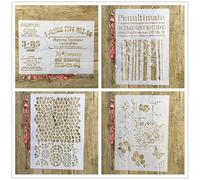 Stencils for Painting,4Pcs A4 29x21cm Flowers Stencil for Painting on Wood,Wall,Canvas,Fabric,Rock,Sign,DIY Craft Art Projects Pattern A