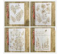 Stencils for Painting,4Pcs A4 29x21cm Leaf Butterfly Tree Stencil for Painting on Wood,Wall,Canvas,Fabric,Rock,Sign,DIY Craft Art Projects