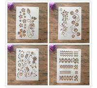 Stencils for Painting,4Pcs A4 29x21cm Leaves Flower Tree Plant Stencil for Painting on Wood,Wall,Canvas,Fabric,Rock,Sign,DIY Craft Art Projects