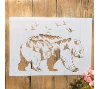 Stencils for Painting,A4 29cm Forrest Mountain Bear Birds Drawing Template for Painting on Wood,Wall,Fabric,Furniture,Floor,Stencils for Crafts Art Projects