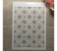 Stencils for Painting, A4 29cm Geometry Square Texture Reusable Stencils for Painting on Wood Canvas Furniture Floor, DIY Art Supplies Décor