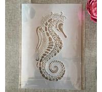 Stencils for Painting, A4 29cm Hippocampus Reusable Stencils for Painting on Wood Canvas Furniture Floor, DIY Art Supplies Décor