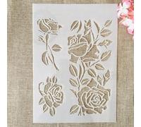 Stencils for Painting, A4 29cm Rose Flowers Plants Reusable Stencils for Painting on Wood Canvas Furniture Floor, DIY Art Supplies Décor