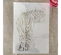 Stencils for Painting, A4 29cm Tiger Looking Back Reusable Stencils for Painting on Wood Canvas Furniture Floor, DIY Art Supplies Décor