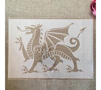 Stencils for Painting, A4 29cm Welsh Dragon Reusable Stencils for Painting on Wood Canvas Furniture Floor, DIY Art Supplies Décor