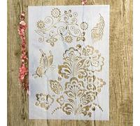 Stencils for Painting,A4 29x21cm Butterfly Flower Floral Stencil for Painting on Wood,Wall,Canvas,Fabric,Rock,Sign,DIY Craft Art Projects