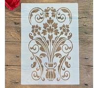 Stencils for Painting,A4 29x21cm Cake Vase Flowers Stencil for Painting on Wood,Wall,Canvas,Fabric,Rock,Sign,DIY Craft Art Projects