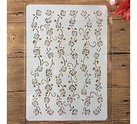 Stencils for Painting, A4 29x21cm Flower Floral Line Reusable Stencils for Painting on Wood Canvas Furniture Floor, DIY Art Supplies Décor Style A