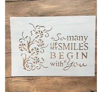 Stencils for Painting,A4 29x21cm Flowers Blessing Cake Stencil for Painting on Wood,Wall,Canvas,Fabric,Rock,Sign,DIY Craft Art Projects