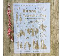 Stencils for Painting,A4 29x21cm Happy Valentine's Day Stencil for Painting on Wood,Wall,Canvas,Fabric,Rock,Sign,DIY Craft Art Projects