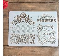 Stencils for Painting,A4 29x21cm Love Flowers Stencil for Painting on Wood,Wall,Canvas,Fabric,Rock,Sign,DIY Craft Art Projects