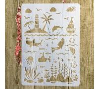 Stencils for Painting,A4 29x21cm Ocean World Stencil for Painting on Wood,Wall,Canvas,Fabric,Rock,Sign,DIY Craft Art Projects