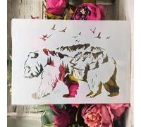Stencils for Painting on Walls,A4 29cm Forest Mountain Bear Birds Reusable Drawing Painting Crafts Templates for Wall Paper Art Scrapbook Home Decoration