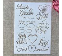 Stencils for Painting on Wood,29cm A4 Save The Date Love Words Stencils for Painting Reusable Drawing Templates for Fabric Furniture Wall DIY Crafts