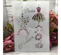 Stencils for Painting on Wood,29x21cm A4 Tower Fashion Dress Reusable Layering Stencils for Painting DIY Craft on Wood Wall Home Decor Scrapbook Coloring Template