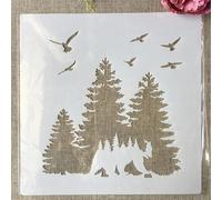 Stencils for Painting on Wood,30x30cm Bear Walk in Forest Reusable Drawing Templates Stencils for Painting on Wall,Card Making Supplies,Home Décor