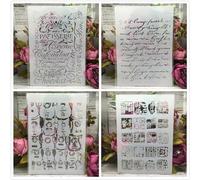 Stencils for Painting on Wood,4Pcs A4 29cm Letters Paragragh Chinese Stamp Templates for Drawing Card Making,Reusable Stencils for Canvas Furniture Paper Crafts