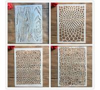 Stencils for Painting on Wood,4Pcs A4 29x21cm Annual Ring Wood Grain Geometric Patterns Reusable Layering Stencils for Painting DIY Craft on Wall Home Decor Scrapbook Coloring Template