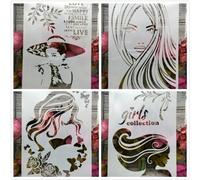 Stencils for Painting on Wood,4Pcs A4 Fashion Lady Girl Long Hair Templates for Drawing Card Making,Reusable Stencils for Canvas Furniture Paper Crafts