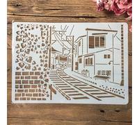 Stencils for Painting on Wood A4 29 x 21 cm Light Rail Train House Stencils for Crafts Reusable for Walls Canvas Stone Fabric Wood Signs