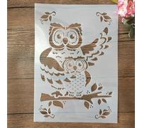 Stencils for Painting on Wood,A4 29cm Cartoon Owl Parent and Baby Stencils for Painting Reusable Drawing Templates for Fabric Furniture Wall DIY Crafts