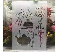 Stencils for Painting on Wood,A4 29cm Chinese Teapot Bamboo Templates for Drawing Card Making,Reusable Stencils for Canvas Furniture Paper Crafts