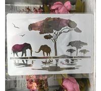 Stencils for Painting on Wood,A4 29cm Elephant Wild Africa Templates for Drawing Card Making,Reusable Stencils for Canvas Furniture Paper Crafts Style A