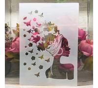 Stencils for Painting on Wood,A4 29cm Fashion Hair Girl Butterflies Templates for Drawing Card Making,Reusable Stencils for Canvas Furniture Paper Crafts