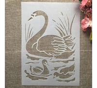 Stencils for Painting on Wood,A4 29cm Swan and Baby Swan Swim Reusable Drawing Templates Stencils for Painting on Wall,Card Making Supplies,Home Décor