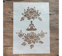 Stencils for Painting on Wood,A4 29x21cm Buddha Faith Reusable Layering Stencils for Painting DIY Craft on Wood Wall Home Decor Scrapbook Coloring Template