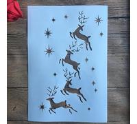 Stencils for Painting on Wood,A4 29x21cm Christmas Deer Reusable Layering Stencils for Painting DIY Craft on Wood Wall Home Decor Scrapbook Coloring Template