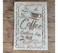 Stencils for Painting on Wood,A4 29x21cm Coffee Reusable Layering Stencils for Painting DIY Craft on Wood Wall Home Decor Scrapbook Coloring Template Pattern A