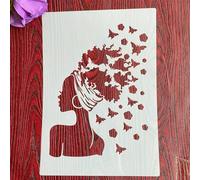Stencils for Painting on Wood,A4 29x21cm Girl Back View Drawing Templates,Reusable Stencils for Crafts,DIY Art Projects
