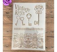 Stencils for Painting on Wood,A4 29x21cm Keys Reusable Layering Stencils for Painting DIY Craft on Wood Wall Home Decor Scrapbook Coloring Template