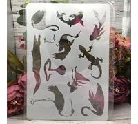 Stencils for Painting on Wood,A4 29x21cm Swan Crane Gecko Reusable Layering Stencils for Painting DIY Craft on Wood Wall Home Decor Scrapbook Coloring Template