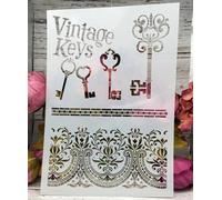 Stencils for Painting on Wood,A4 Vintage Keys Templates for Drawing Card Making,Reusable Stencils for Canvas Furniture Paper Crafts