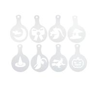 Stencils, Pack of 8 Halloween Coffee Embossers for Latte Art, Reusable Decoration for Bread and Cakes