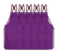 Stenffy 5Pack Work Apron for BBQ, Cafe, Kitchen, Painting, Carpenter, Artist, Aprons for Men Women, Sizes M to XXL, Purple