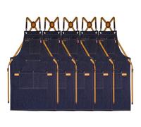 Stenffy 5Pack Work Apron for BBQ, Cafe, Kitchen, Painting, Carpenter, Artist, Aprons for Men Women, Sizes M to XXL, Denim