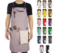 Stenffy Kitchen Apron, Work Apron, Multiple Pockets for Gardening, Artist, Painting, BBQ, Carpenter, Sizes M to XXL, Grey